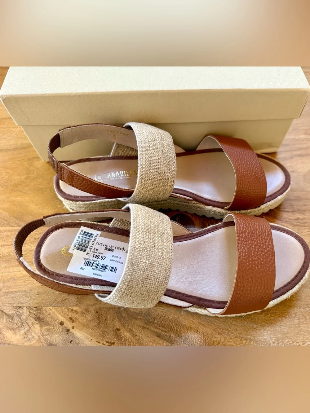 La CANADIENNE Brown and Beige Two‑Tone Slingback Sandals